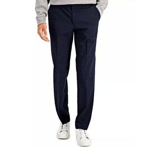 HUGO Hesten Tonal Plaid Extra Slim Fit Suit Pants Dark Blue Size 36R (MSRP $198)